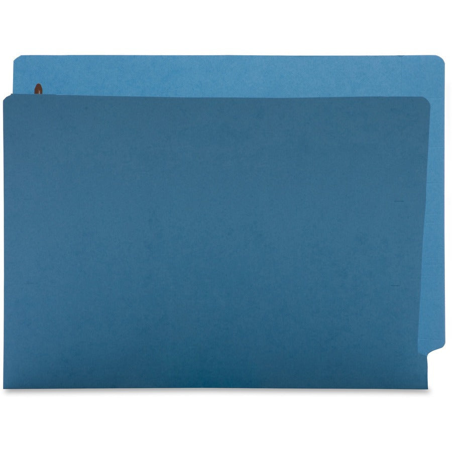 Business Source Letter Recycled Fastener Folder - 8 1/2’’ x 11’’ - 2 Fastener(s) - End Tab Location - Blue - 10% - 50
