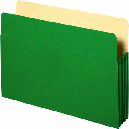 Business Source Letter Recycled File Pocket: Green 3 1/2’’ Expansion - Expanding Files