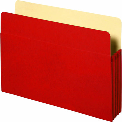 Business Source Letter Recycled File Pocket - Red - Eco-Friendly Expansion Folder - Expanding Files