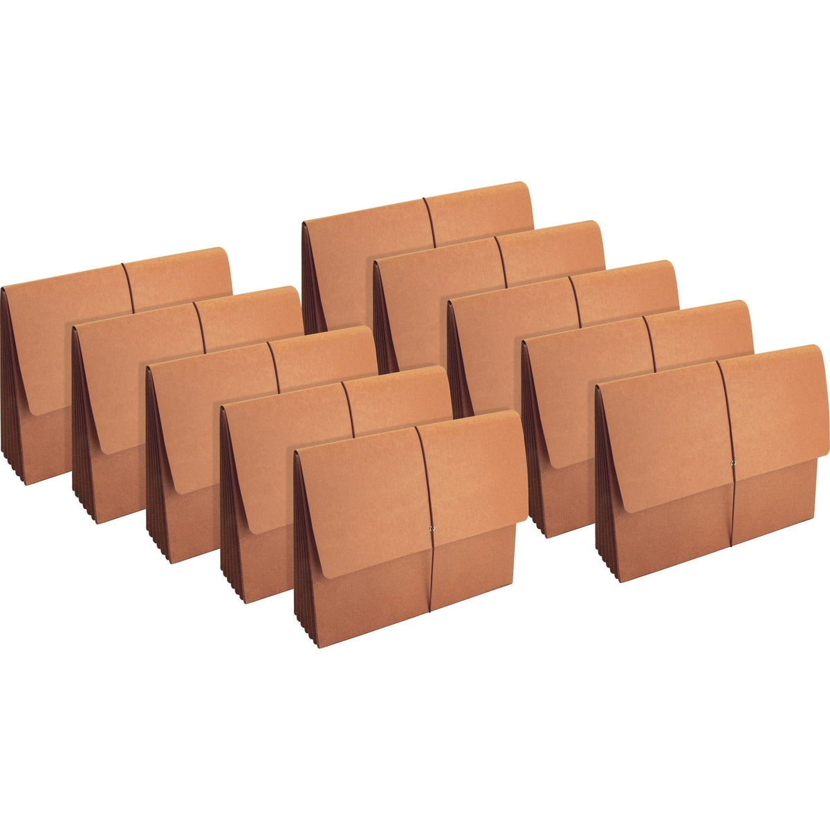 Business Source Letter Recycled File Wallet - 8 1/2’’ x 11’’ - 5 1/4’’ Expansion - Brown - 30% - 10 / Box - Expanding