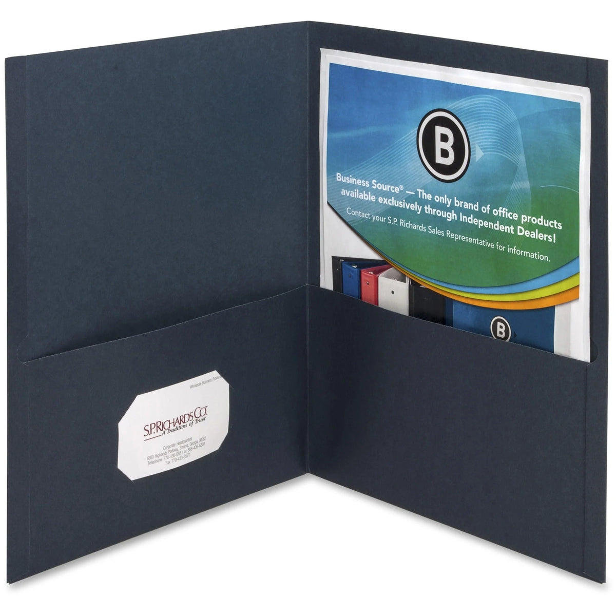 Business Source Letter Recycled Pocket Folder - Dark Blue - 25/Box - Folders