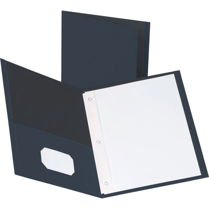 Business Source Letter Recycled Pocket Folder - Eco-Friendly Dark Blue Leatherette - 25/Box - Folders