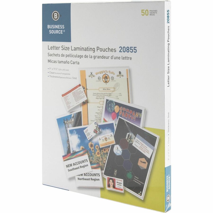 Business Source Letter Size Laminating Pouches - Left