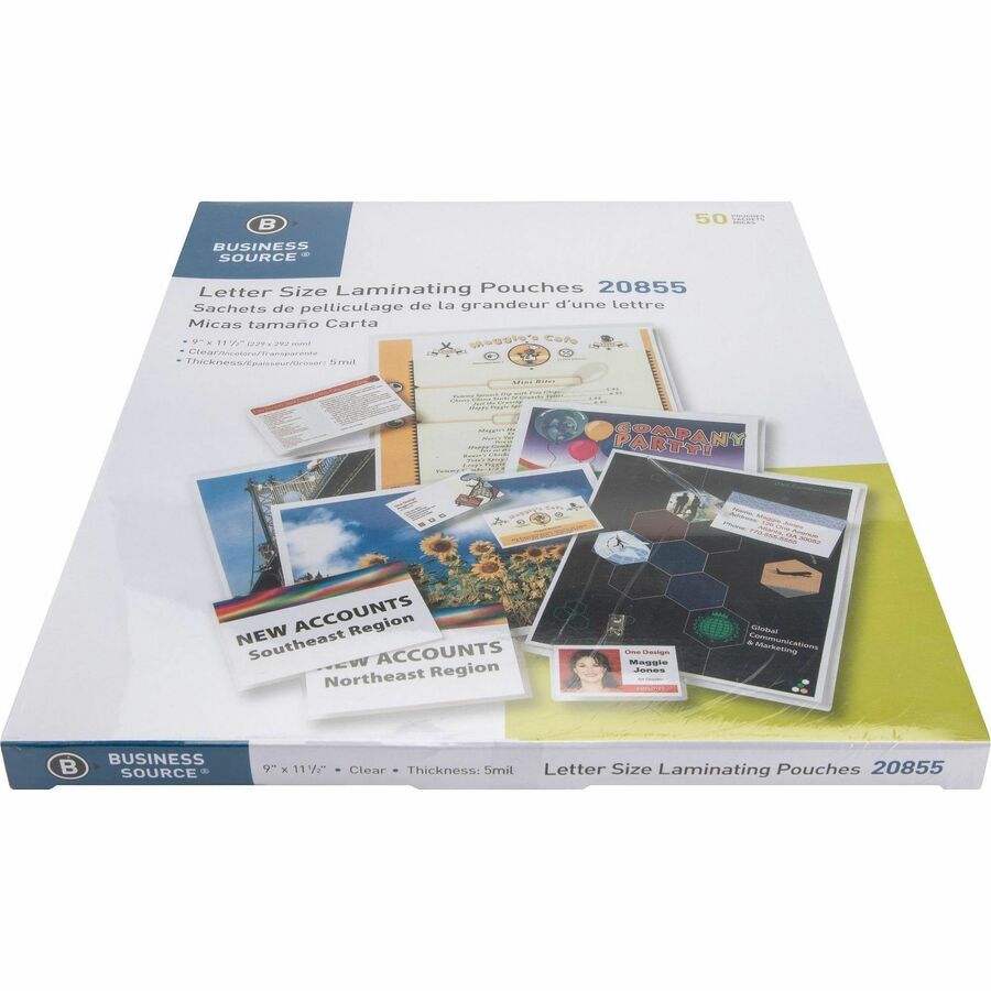 Business Source Letter Size Laminating Pouches - Top