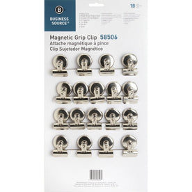 Business Source Magnetic Grip Clips Pack - No. 1 - Heavy Duty Silver - Binder / Bulldog