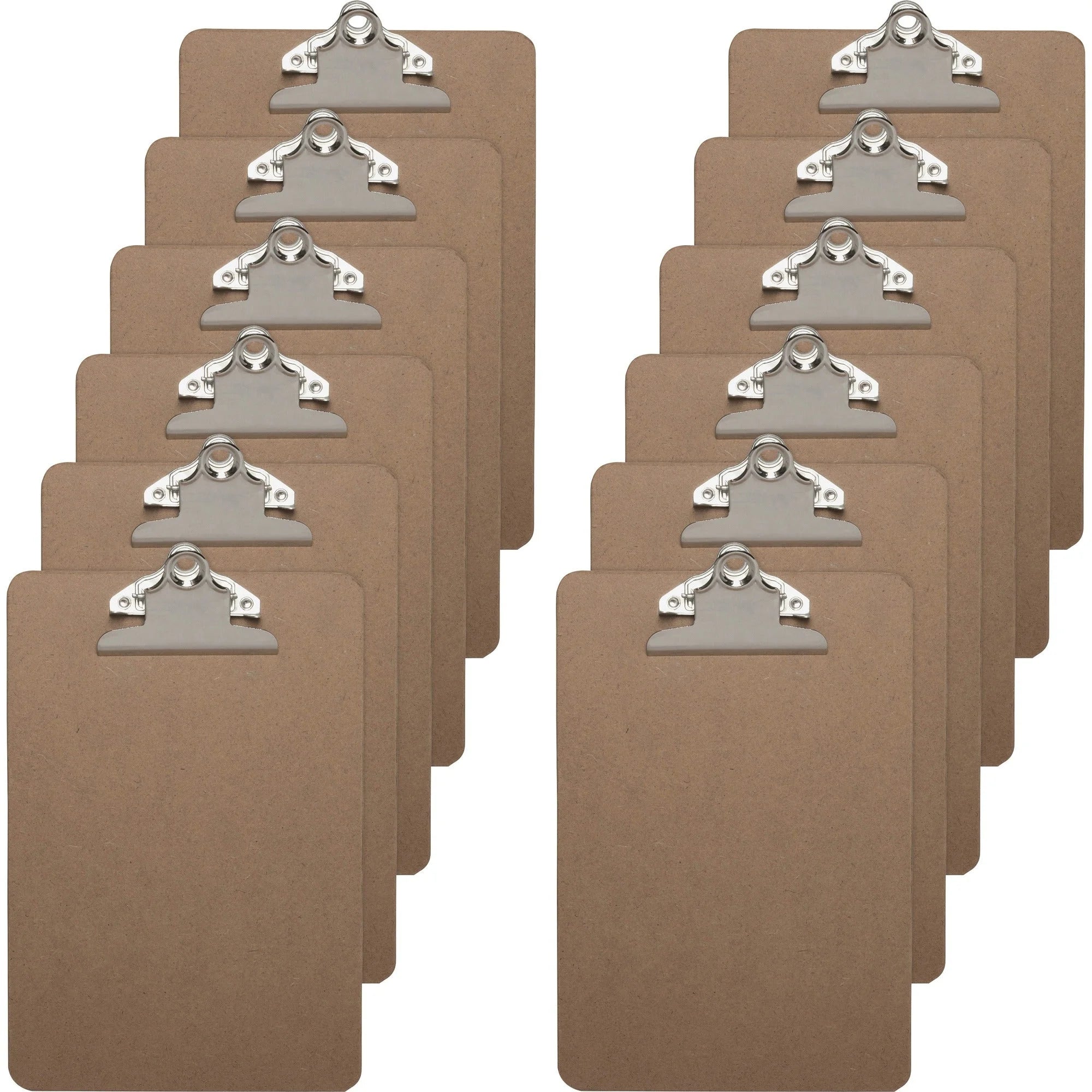 Business Source Mini Clipboard: Standard Metal Clip 6’’ x 9’’ Hardboard Brown - 12/Box - Clipboards