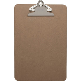 Business Source Mini Clipboard: Standard Metal Clip 6’’ x 9’’ Hardboard - Brown - Clipboards