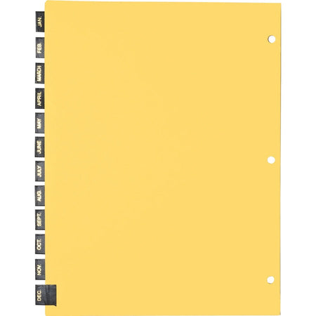Business Source Monthly Black Leather Tab Index Dividers - Rear