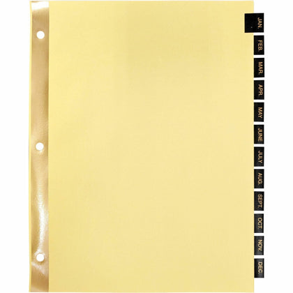 Business Source Monthly Black Leather Tab Index Dividers - Organize Your Documents Efficiently - Divider