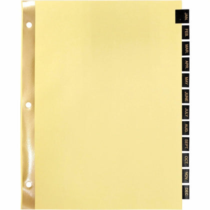 Business Source Monthly Black Leather Tab Index Dividers - Organize Your Documents Efficiently - Divider