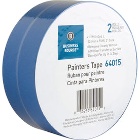 Business Source Multisurface Painter’s Tape - 60 yd Length x 1’’ Width 5.5 mil Thickness - Blue - 2 / Pack - Masking