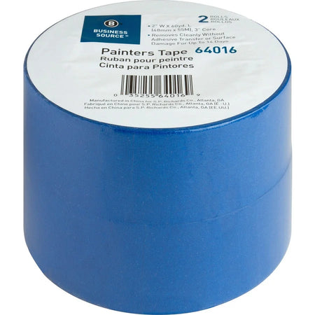 Business Source Multisurface Painter’s Tape - 60 yd x 2’’ 5.5 mil - Blue - 2/Pack - Masking