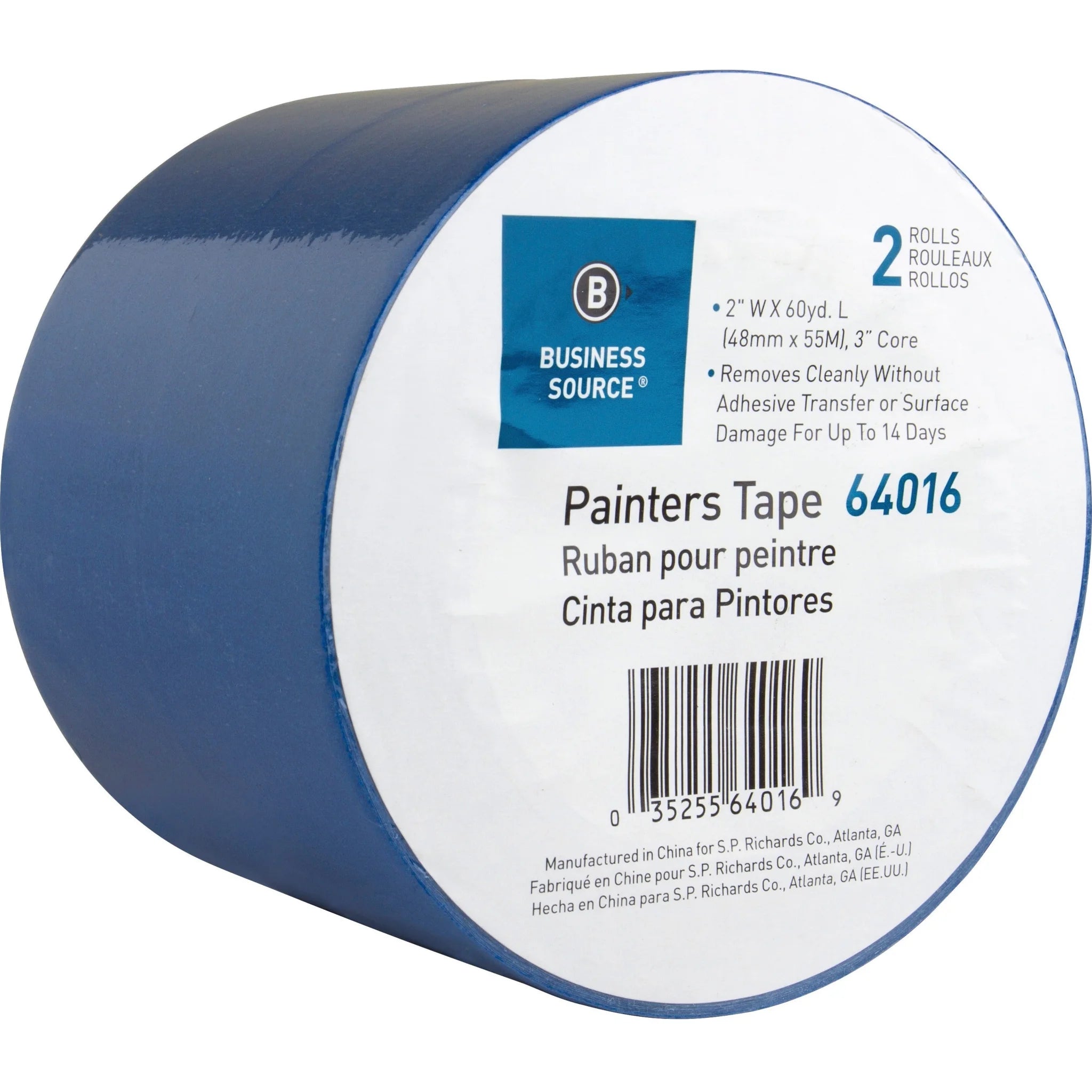 Business Source Multisurface Painter’s Tape - 60 yd x 2’’ 5.5 mil - Blue - 2/Pack - Masking