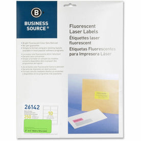 Business Source Neon Labels: 2x4’’ Permanent Adhesive Green Jam-free - 250 Pack - Color-Coding Labels