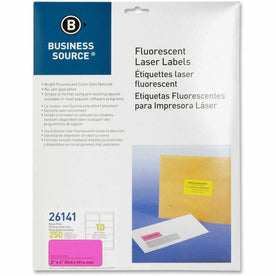 Business Source Neon Labels: 2x4’’ Permanent Adhesive Pink - 250 Pack - Color-Coding Labels