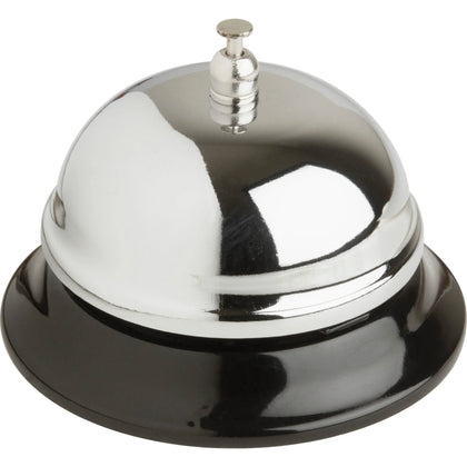 Business Source Nickel Plated Call Bell - 3.4’’ Diameter - Steel - Silver - Bells