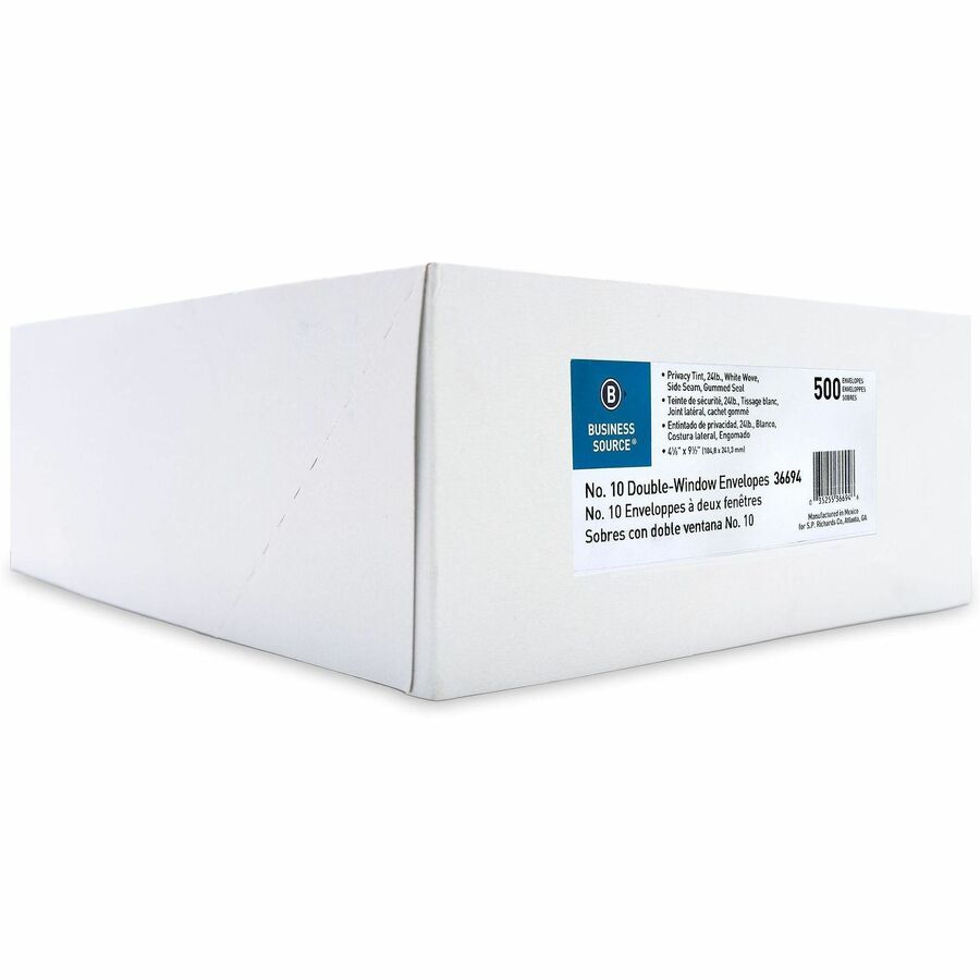 Business Source No. 10 Double-Window Invoice Envelopes - Left