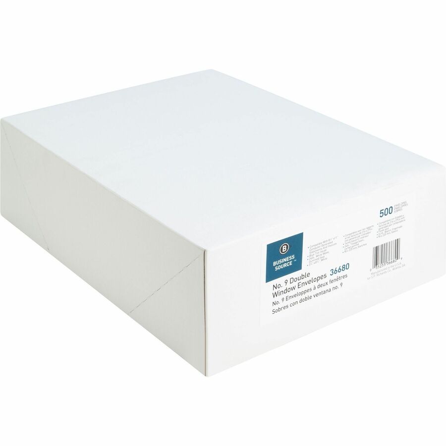 Business Source No. 9 Double Window Invoice Envelopes - Left