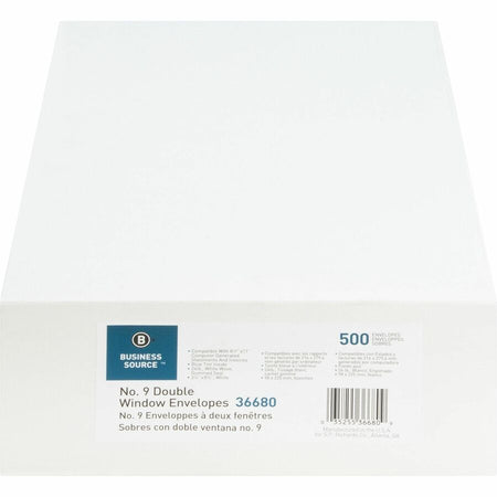 Business Source No. 9 Double Window Invoice Envelopes - Top