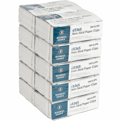 Business Source Non-Skid Paper Clips: Standard No. 1 0.4’’ Length x 1.3’’ Width Silver Steel - 100/Box 10/Pack - Clips