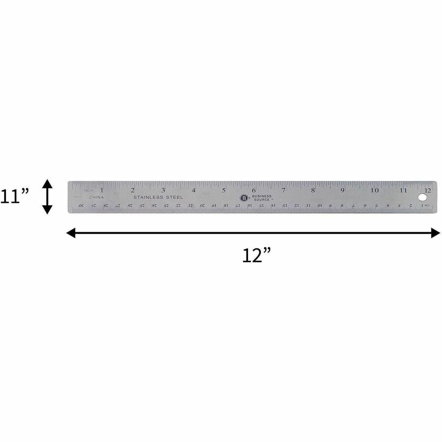 Business Source Nonskid Stainless Steel Ruler - Alternate-Image2