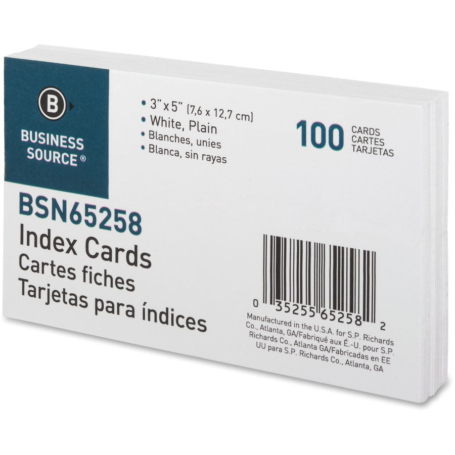 Business Source Plain Index Cards - 5’’ Width x 3’’ Length - 100 / Pack - & Accessories