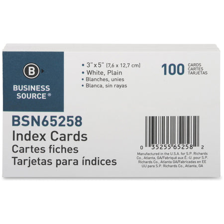 Business Source Plain Index Cards - 5’’ Width x 3’’ Length - 100 / Pack - & Accessories