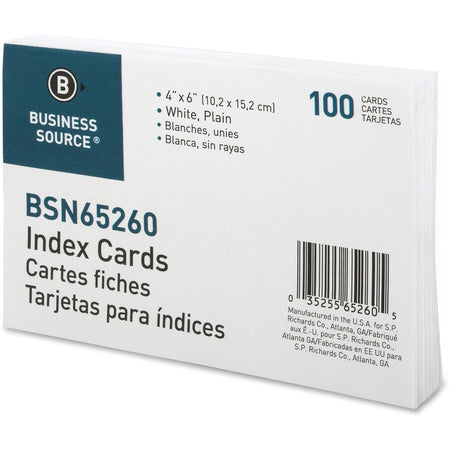Business Source Plain Index Cards - 6’’ Width x 4’’ Length - 100 / Pack - & Accessories