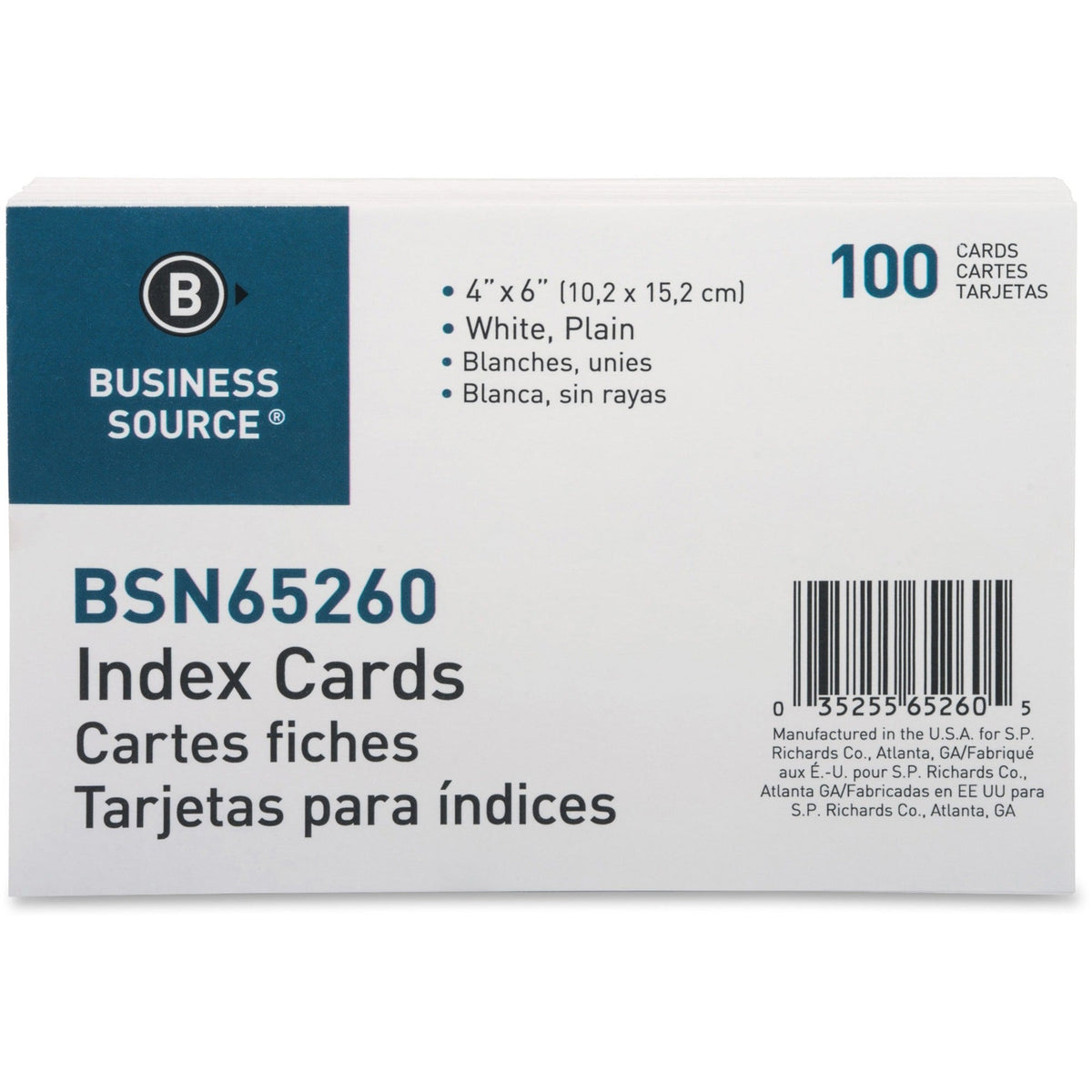 Business Source Plain Index Cards - 6’’ Width x 4’’ Length - 100 / Pack - & Accessories