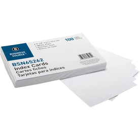 Business Source Plain Index Cards - 8’’ Width x 5’’ Length - 100 / Pack - & Accessories