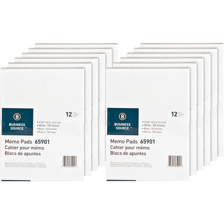 Business Source Plain Memo Pads - 100 Sheets - Glued - Unruled Front Ruling - 15 lb Basis Weight - 4’’ x 6’’ Sheet Size