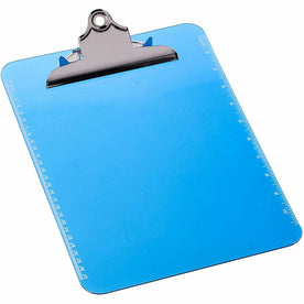 Business Source Plastic Clipboard: 8 1/2’’ x 11’’ Blue - Spring Clip - Durable & Portable - Clipboards