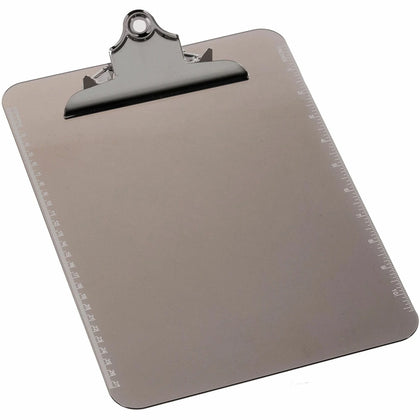 Business Source Plastic Clipboard: 8.5’’ x 11’’ Spring Clip Smoke - Clipboards