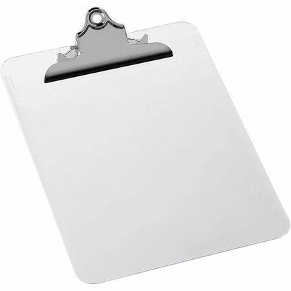 Business Source Plastic Clipboard: Clear 8.5’’ x 11’’ Spring Clip - 12/Box - Clipboards