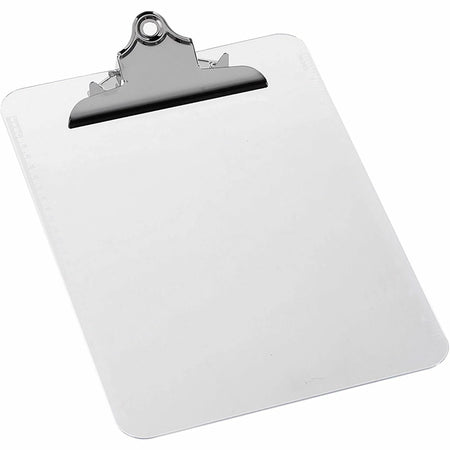 Business Source Plastic Clipboard: Clear 8.5’’ x 11’’ Spring Clip - 12/Box - Clipboards
