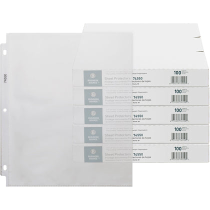Business Source Poly Sheet Protectors - 3.2 mil Thickness - Letter Size - Clear - 100/Box