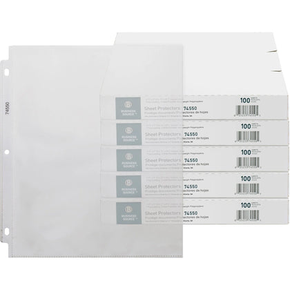 Business Source Poly Sheet Protectors - 3.2 mil Thickness - Letter Size - Clear - 100/Box