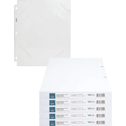 Business Source Poly Sheet Protectors: Letter Size Top Loading Clear - 100/Box - Protectors