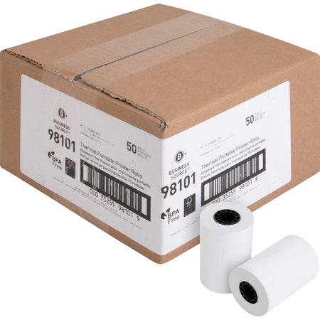 Business Source Portable Printer Thermal Rolls - 2 1/4’’ x 55 ft - White - 50 / Carton - Register / Receipts