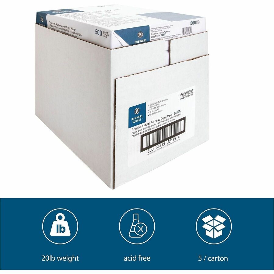 Business Source Premium Multipurpose Copy Paper - White - Alternate-Image1