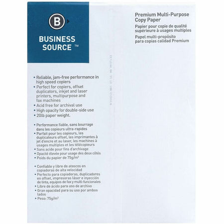 Business Source Premium Multipurpose Copy Paper - White - Rear