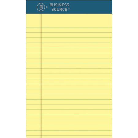 Business Source Premium Writing Pad - 5x8 Canary Paper - Tear Proof Sturdy Back - 1 Dozen - Letter Legal & Jr. Pads