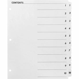 Business Source Printed Tab Dividers - 1-10 Digit 10 Set - Index Divider