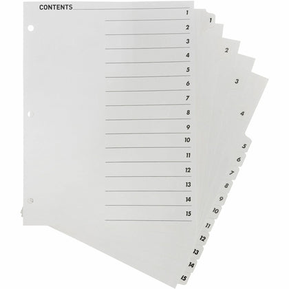 Business Source Printed Tab Dividers - 15 Tabs/Set - White - 8.5’’ x 11’’ - Index Divider