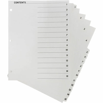Business Source Printed Tab Dividers - 15 Tabs/Set - White - 8.5’’ x 11’’ - Index Divider