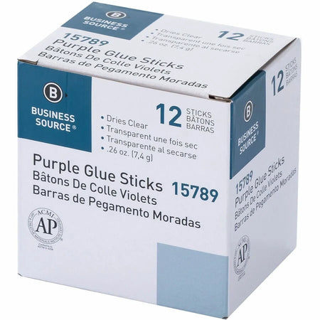 Business Source Purple Glue Sticks - 0.26 oz - 12/Box