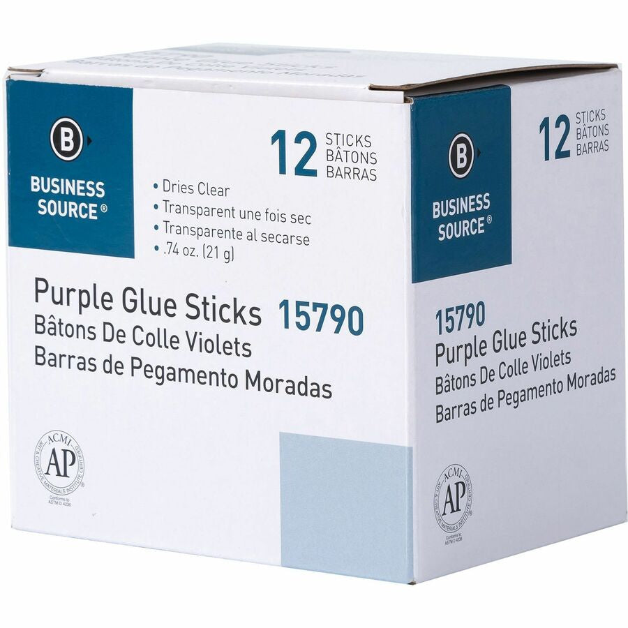Business Source Bulk Purple Glue Sticks - 0.74 oz - 12 / Box