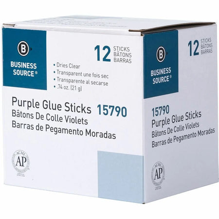Business Source Purple Glue Sticks - 0.74 oz - 12/Box