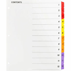 Business Source Quick Index Dividers - 1-12 Digit Tabs - Multicolor - 12/Set - Divider