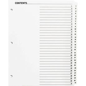 Business Source Quick Index Dividers - 1-31 Tabs - White Mylar - 31/Set - Divider